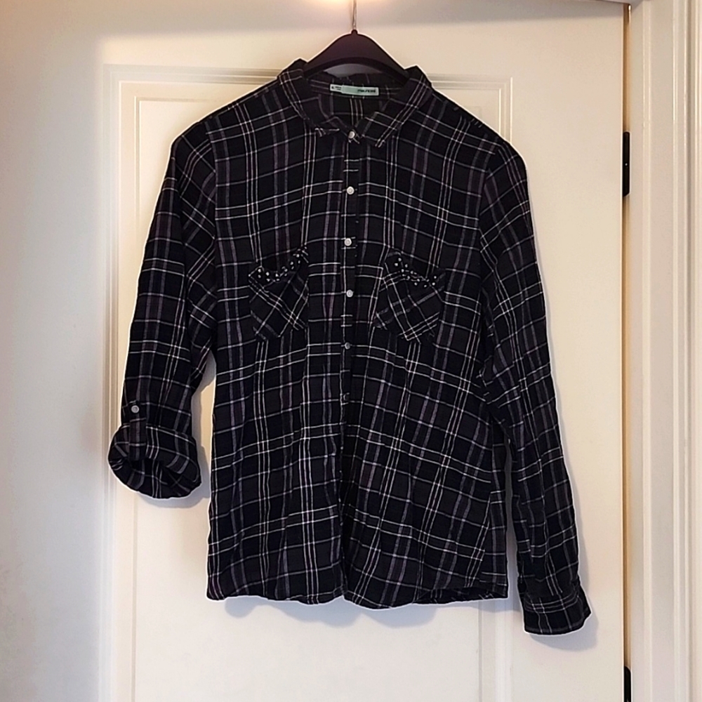 Maurices Purple and Black Flannel with Silver Stud Detail (XL)